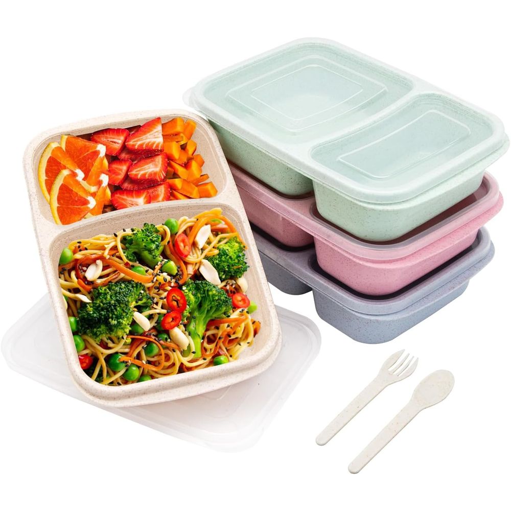 Food Storage Meal Prep - 4팩 도시락 세트, 2칸 식사 준비용