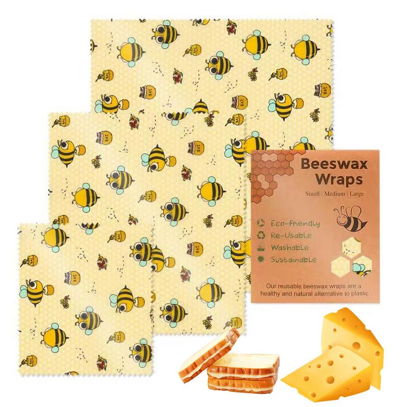 Beeswax Food Wrap - 3pcs 재사용 가능한 식품 신선한 유지