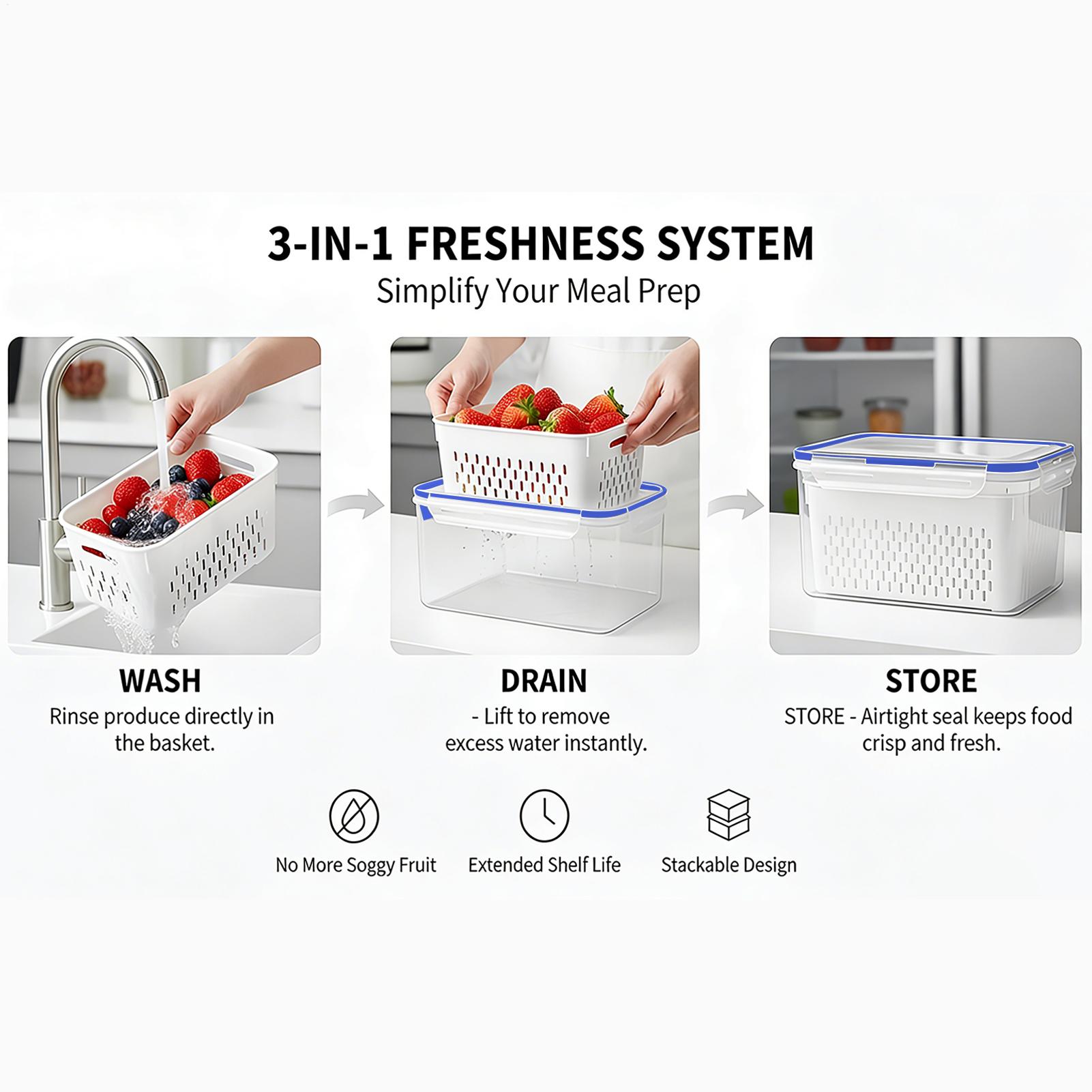 Food Storage Plastic Container - 4 in 1 식품 보관 용기