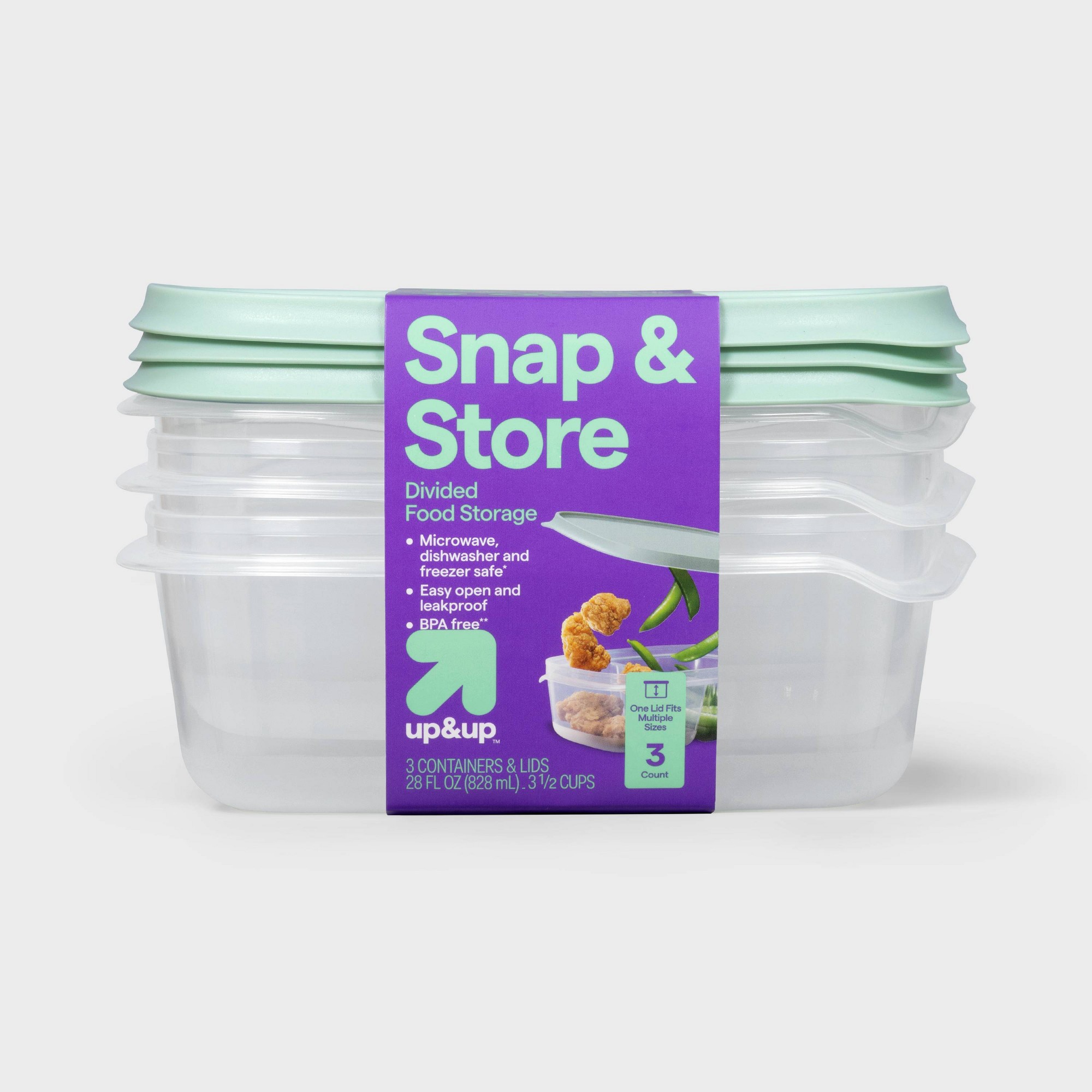 Food Storage Meal Prep - 3칸짜리 투명 플라스틱 직사각형 음식 보관