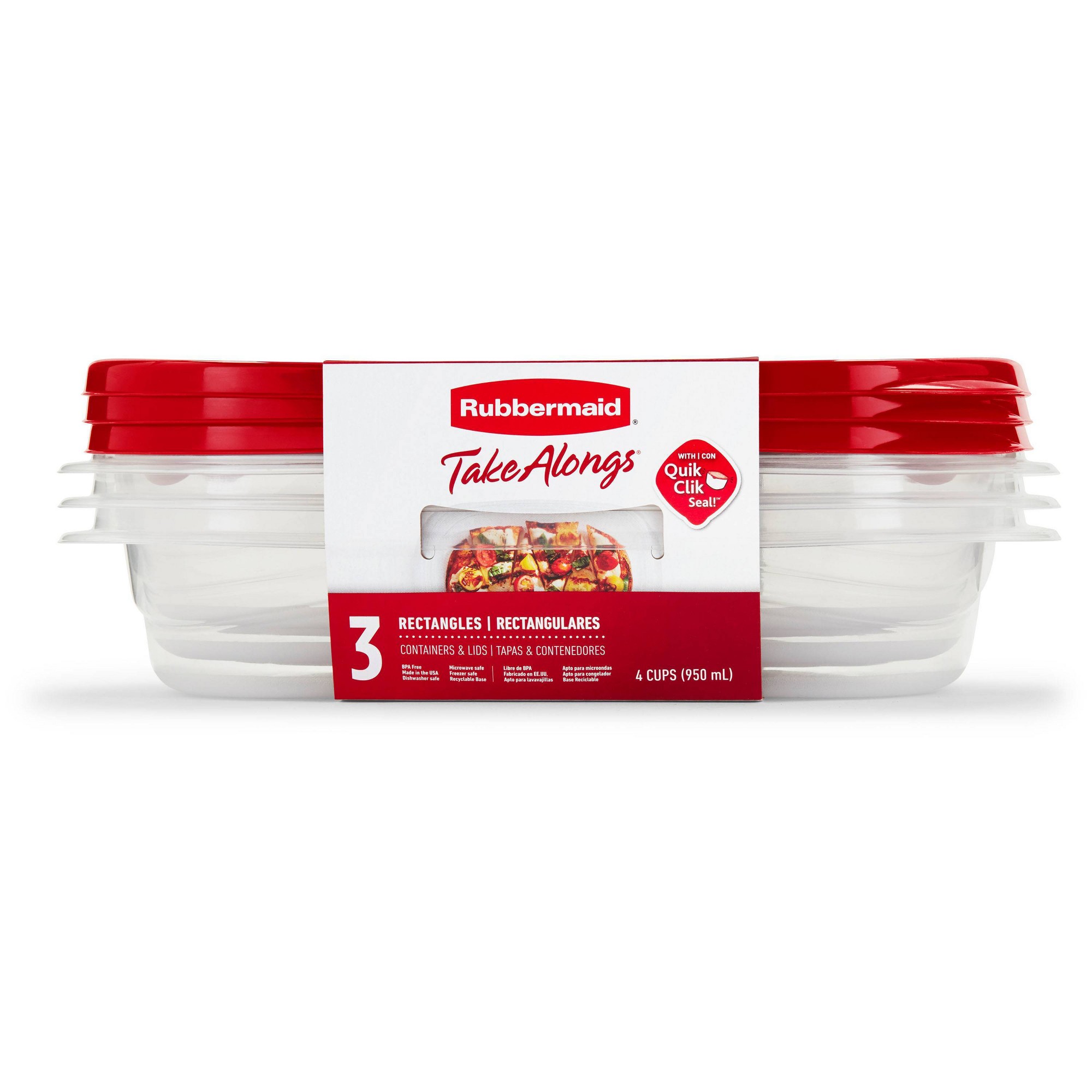 Food Storage Meal Prep - 뚜껑이 있는 빨간색 직사각형 식품 보관