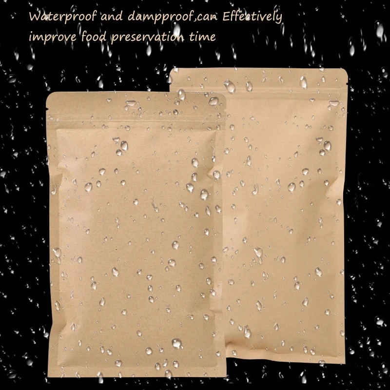 Food Storage Bags Reusable - 100PCS 갈색 크래프트 종이 지퍼 잠금