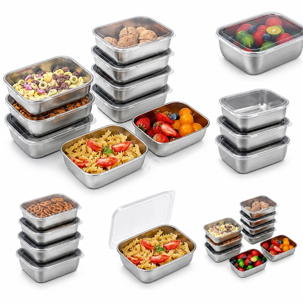 Food Storage Metal Box - 6pcs 스텐 밀폐 용기 스텐 반찬통