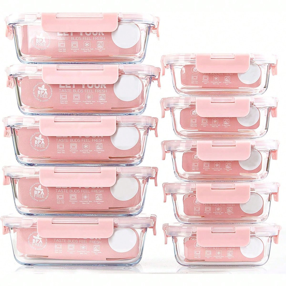 Food Storage Meal Prep - 10팩 유리 밀프렙 용기, 뚜껑이 있는