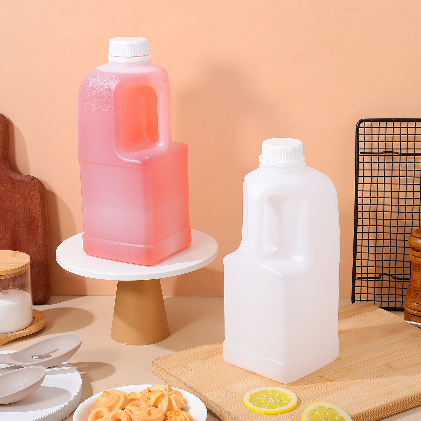 Food Storage Plastic Container - 3개 대용량 2갤런 물 저장 용기(뚜껑