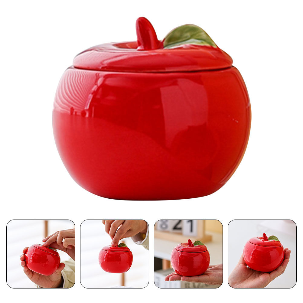 Xmas Food Storage Containers - 2개 세라믹 크리스마스 용기 빨간색 항아리