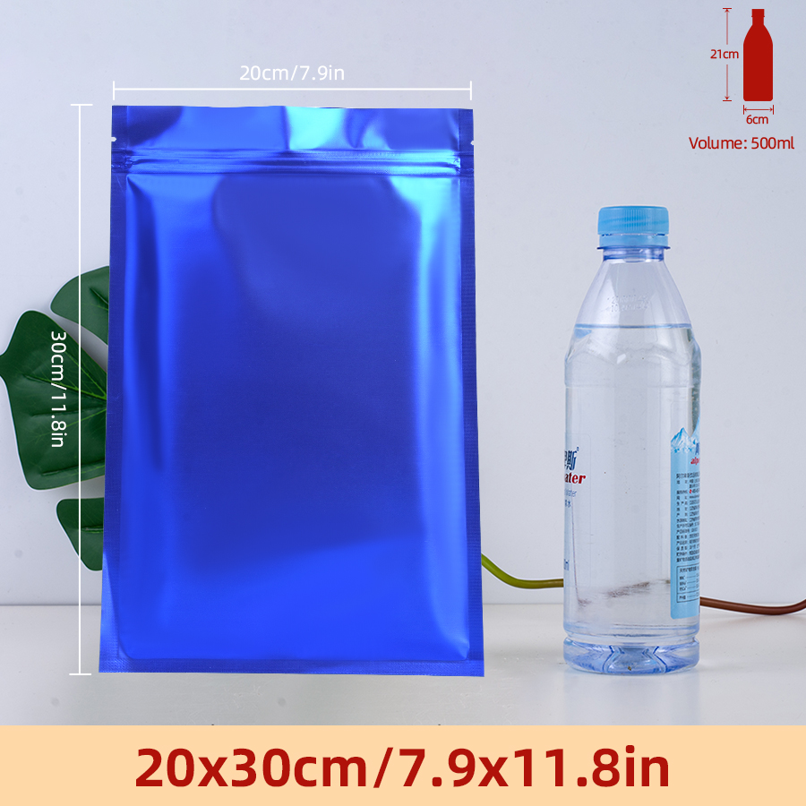 Food Storage Bags Reusable - 100개 무광택 블루 포일 지퍼 파우치,