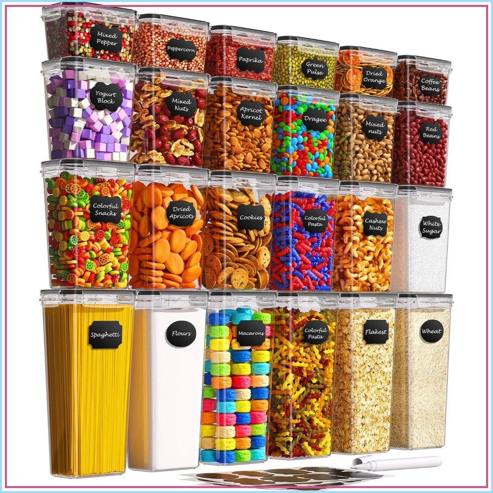 Food Storage Plastic Container - 24개의 밀폐 식품 보관 용기(뚜껑 포함),