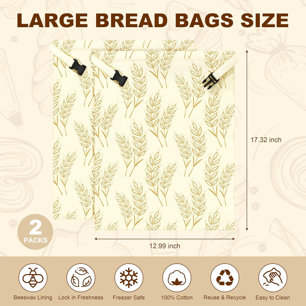 1Pcs 재사용 가능한 밀랍 식품 보관 가방, 밀 패턴 - Beeswax Food Wrap 리뷰 및 가격