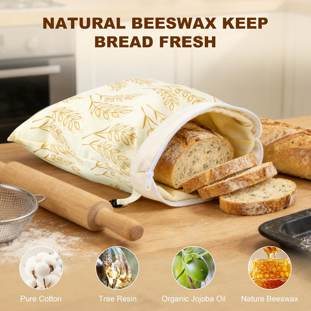 1Pcs 재사용 가능한 밀랍 식품 보관 가방, 밀 패턴 - Beeswax Food Wrap 리뷰 및 가격
