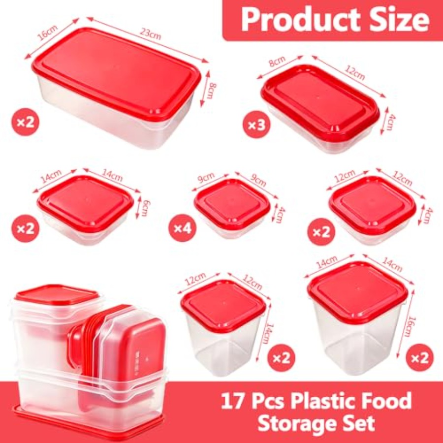 17개 플라스틱 식품 보관 세트, 빨간색 통풍 뚜껑 B - Food Storage Plastic Container 리뷰 및 가격