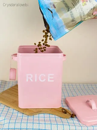 핑크 화이트 주방 욕실 세탁실 파우더 보관함 5KG 쌀 - Food Storage Metal Box 리뷰 및 가격