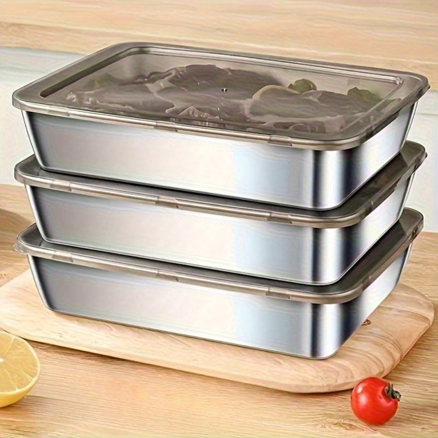6개(3박스+3뚜껑) 스테인리스 스틸 식품 보관 용기  - Food Storage Meal Prep 리뷰 및 가격
