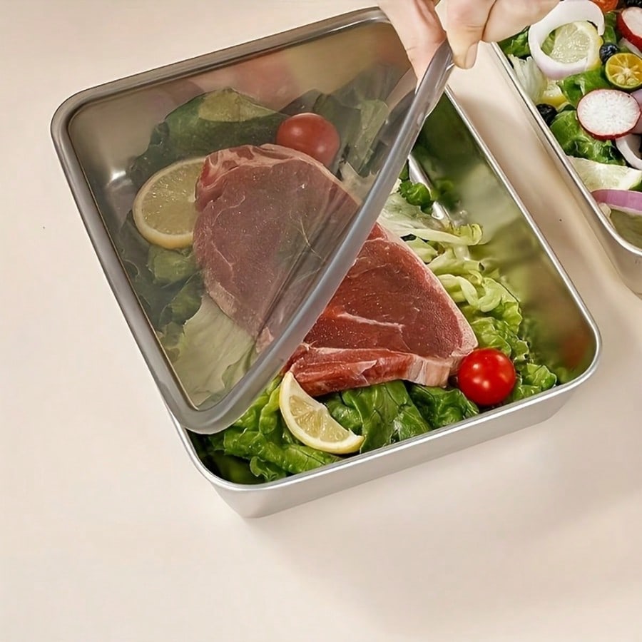 6개(3박스+3뚜껑) 스테인리스 스틸 식품 보관 용기  - Food Storage Meal Prep 리뷰 및 가격