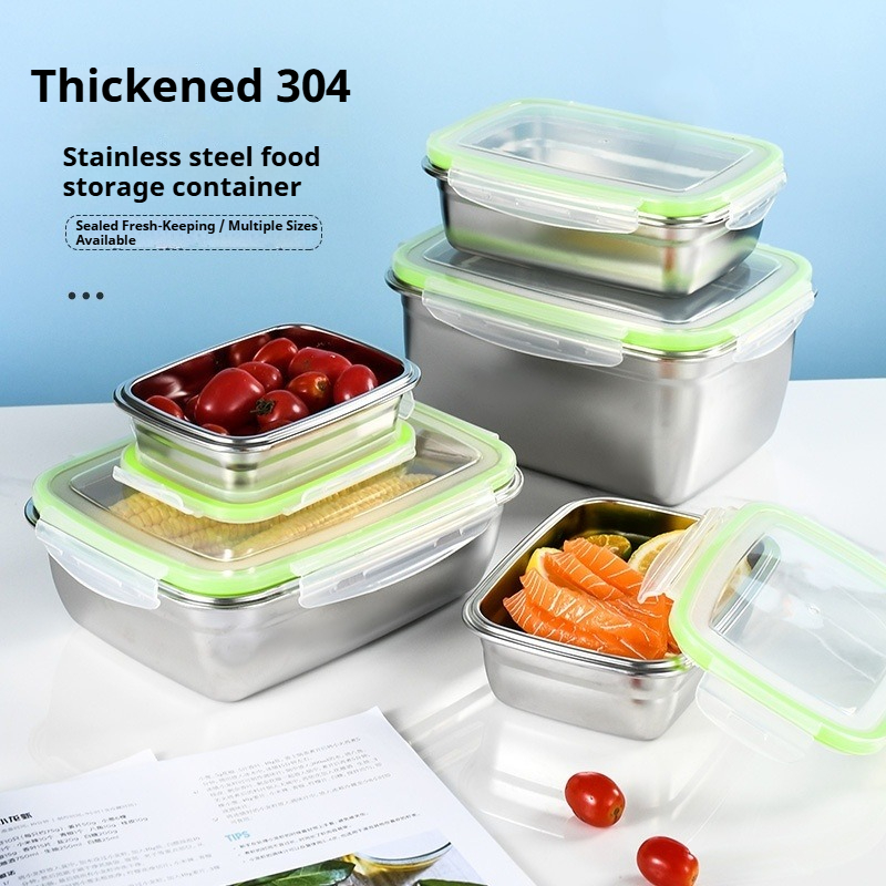 304 스테인리스 스틸 도시락 세트, 실리콘 투명 뚜껑 - Food Storage Metal Box 리뷰 및 가격