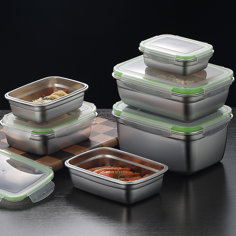 304 스테인리스 스틸 도시락 세트, 실리콘 투명 뚜껑 - Food Storage Metal Box 리뷰 및 가격