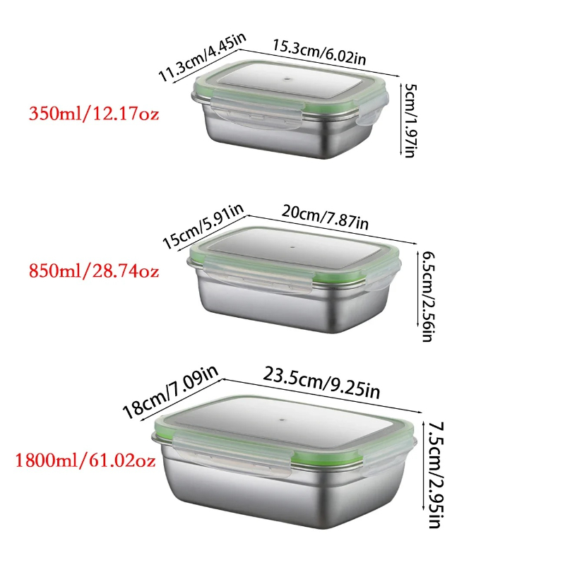 304 스테인리스 스틸 도시락 세트, 실리콘 투명 뚜껑 - Food Storage Metal Box 리뷰 및 가격