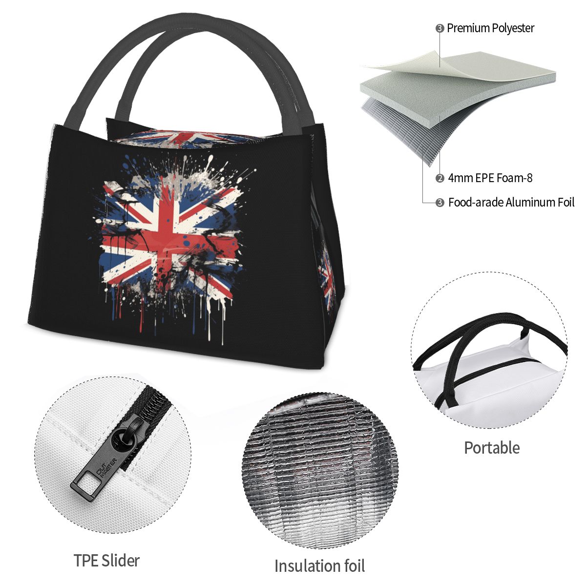영국의 유니온 잭 국기 영국 영국산 단열 도시락 가방  - Food Storage Uk 리뷰 및 가격