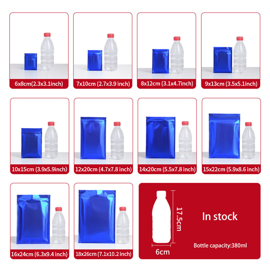 100개 무광택 블루 포일 지퍼 파우치, 수제 간식용  - Food Storage Bags Reusable 리뷰 및 가격
