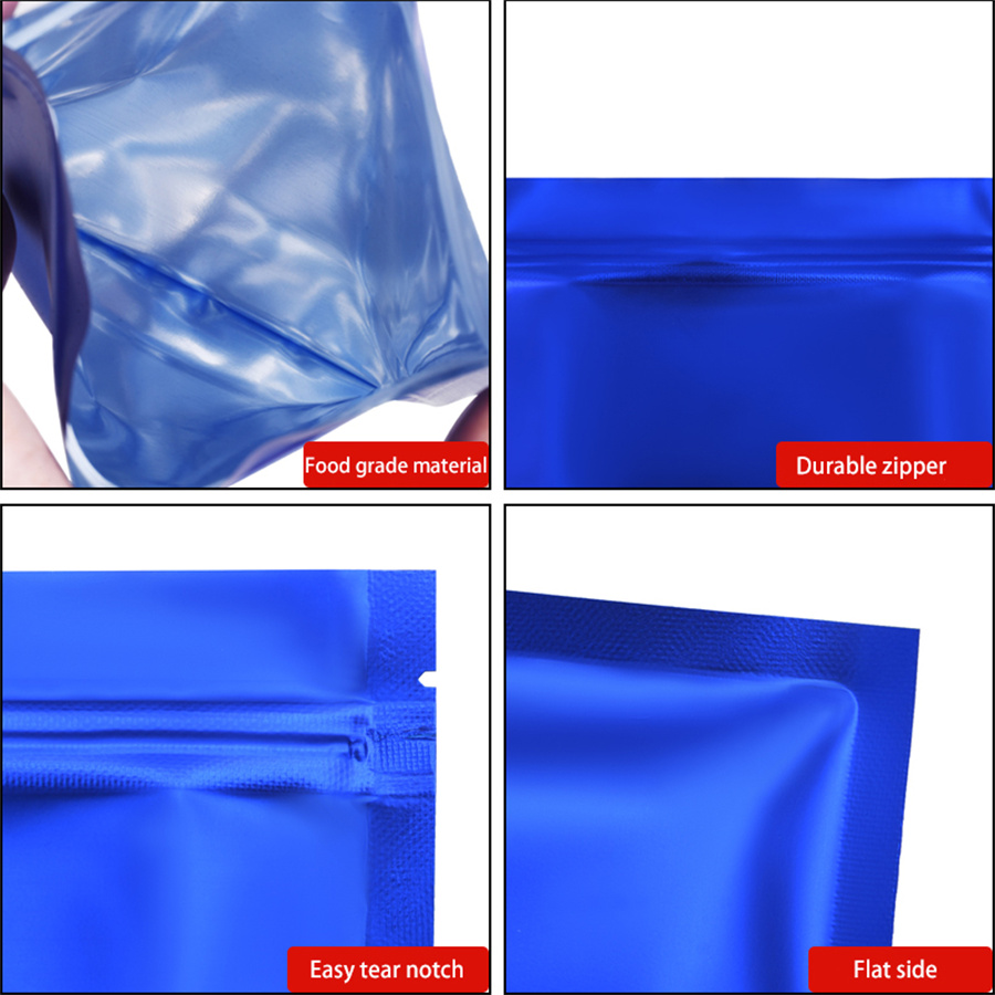 100개 무광택 블루 포일 지퍼 파우치, 수제 간식용  - Food Storage Bags Reusable 리뷰 및 가격