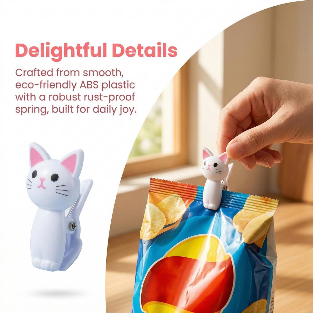 귀여운 고양이 모양 가방 클립 재사용 가능한 플라스틱  - Food Storage Bags Reusable 리뷰 및 가격