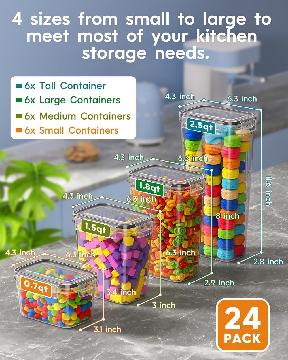 24개의 밀폐 식품 보관 용기(뚜껑 포함), BPA 프 - Food Storage Plastic Container 리뷰 및 가격